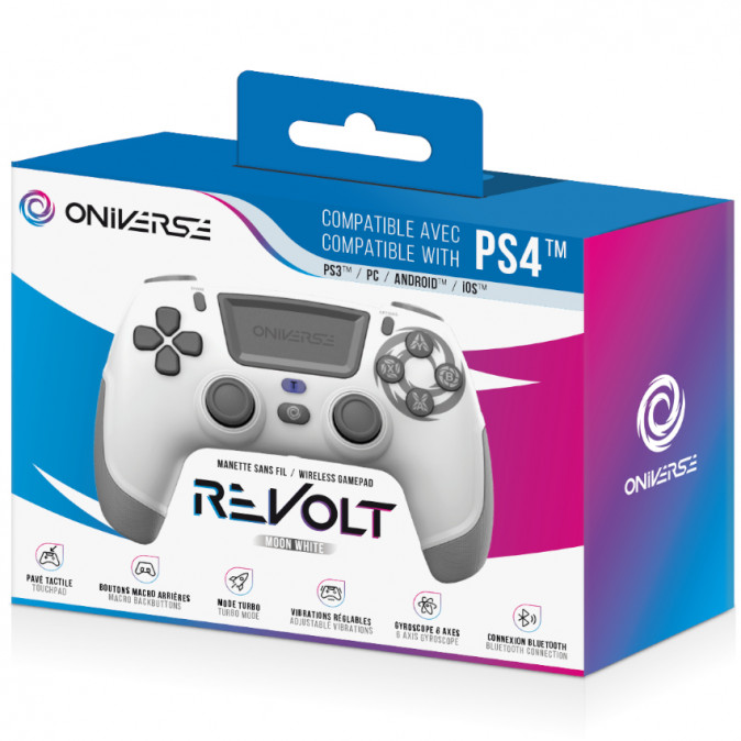 ONIVERSE - vezeték nélküli Revolt Bluetooth kontroller - Moon White PS4